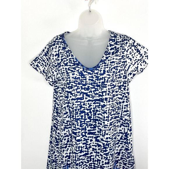 NWT Nora Cora Blue and White Double Side Slit Pattern Maxi Dress Women's Size M - Picture 2 of 7